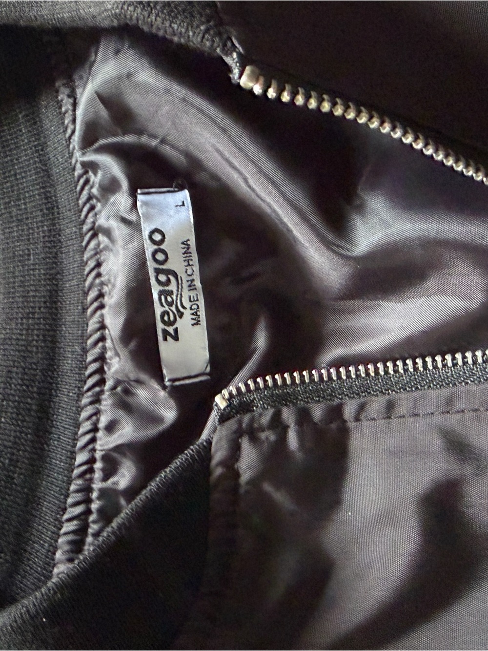 zeagoo Black Bomber Jacket with Silver Zipper - Picture 3 of 3